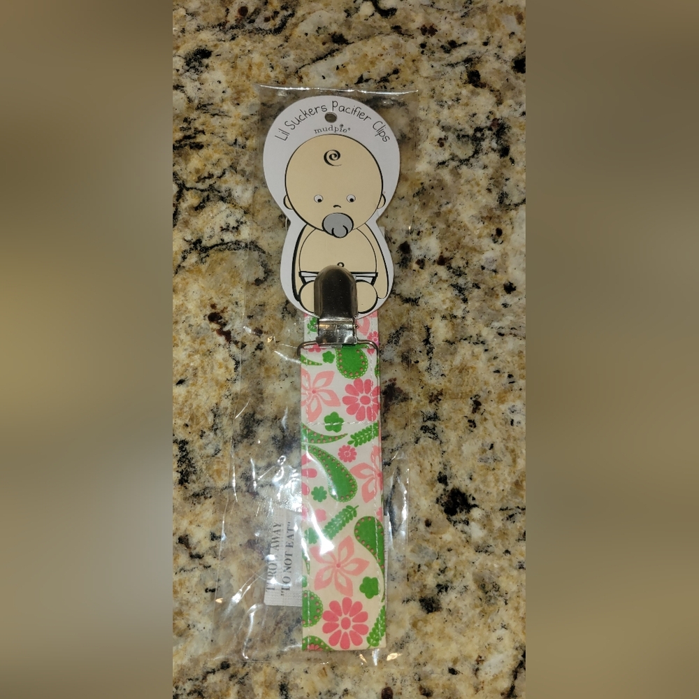 NEW Mudpie Lil Sucker's Floral Pacifier Clip